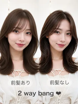 ミディアム 顔周り/くびれヘア 韓国ヘア💕風間るなのヘアスタイル