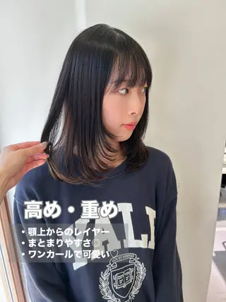 ミディアム カラー レイヤーカット⛓ hina🩶のヘアスタイル