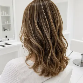 ミディアム バレイヤージュ⭐️ 栄/舩木裕矢のヘアスタイル