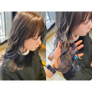 カラー 🩵盛れる顔周り/ 艶カラーemi🩵のヘアスタイル
