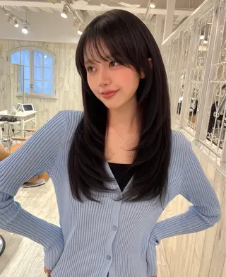 ロング 【韓国ヘア×透明感 カラー】笹谷 莉未のヘアスタイル