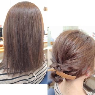 セミロング カラー 森長 咲子のヘアスタイル