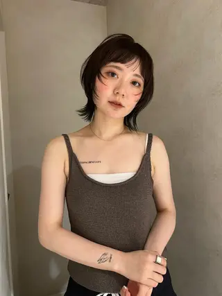 ショート Sora/レイヤー/ ブリーチなしWカラーのヘアスタイル