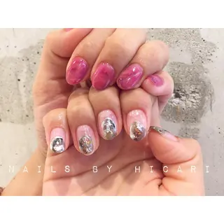 ショート カラー ネイル マツエク・マツパ illum hicariのネイルデザイン