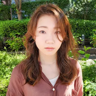 セミロング カラー 韓国風レイヤーカット 上手く丁寧早い/マツのヘアスタイル