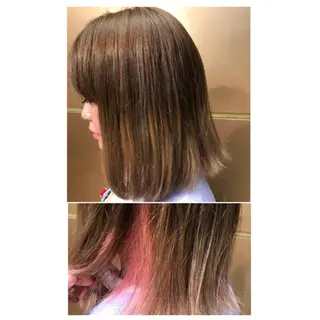 ミディアム カラー 藤井 さと実のヘアスタイル