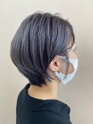 ショート カラー 小顔レイヤー/ ベージュ🤍Rieのヘアスタイル