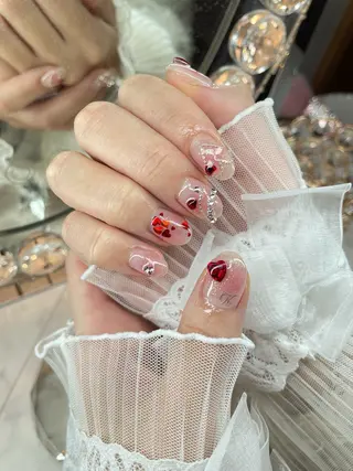 ネイル 24時まで❤︎韓国、 ワンホンネイルのネイルデザイン