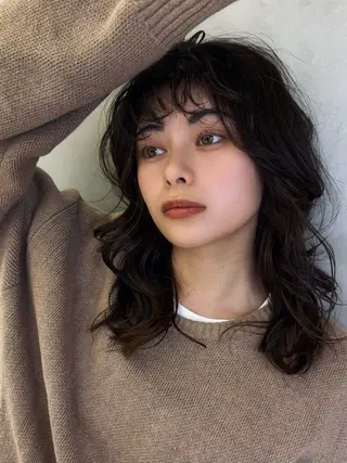 セミロング カラー パーマ まさとお洒落 色気個性ヘアのヘアスタイル