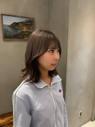 セミロング 新宿/顔周りカット +レイヤー=しずく♩のヘアスタイル