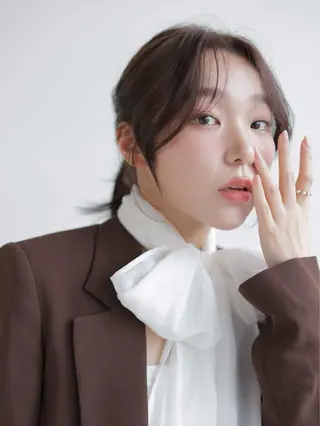 ロング カラー 韓国レイヤー髪質改善 ダブルカラーみつきのヘアスタイル