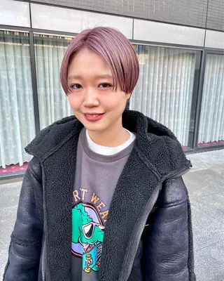 ショート カラー パーマ ヘアアレンジ メンズ ネイル マツエク・マツパ アイブロウ tatsumi/ボブ ウルフ/レイヤーのヘアスタイル