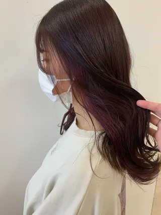 セミロング カラー 暖色/ブリーチカラー 🎀 M i k uのヘアスタイル