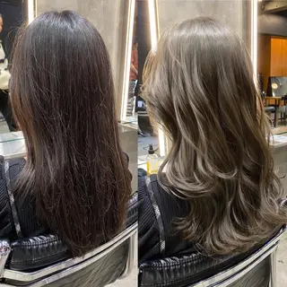 セミロング カラー 透明感カラー🌿 グレージュ🐺陽介のヘアスタイル