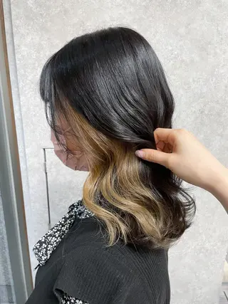ミディアム カラー ヘアアレンジ イワタ マハ/ minim hairのヘアスタイル