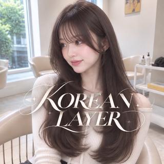 ロング カラー moeka レイヤー カット/韓国ヘアのヘアスタイル