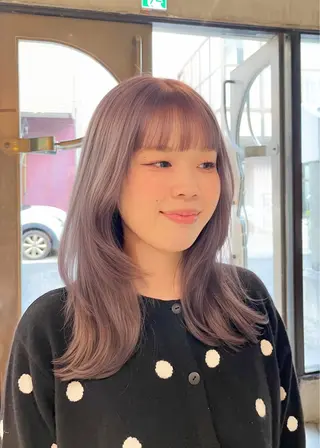 セミロング カラー 似合わせベージュ 🍯ayumi🍯のヘアスタイル