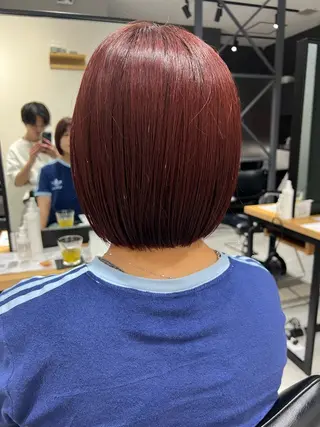 ショート 曲がる縮毛矯正 バレイヤージュ森田のヘアスタイル