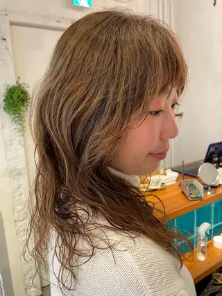 セミロング パーマ レイヤー／パーマ TAKUYAのヘアスタイル