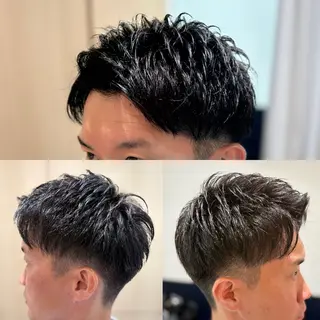 ショート カラー メンズ メンズカットフェード パーマ/前山竜貴のヘアスタイル