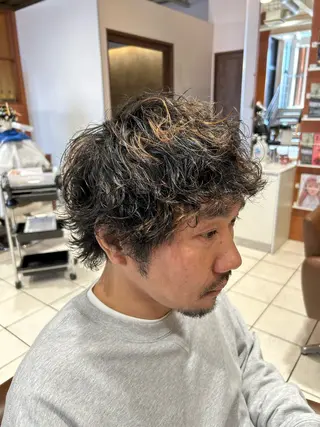 ミディアム パーマ メンズ 福井 太暉のヘアスタイル