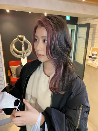 ミディアム カラー ヘアアレンジ 美髪矯正 韓国レイヤーのヘアスタイル