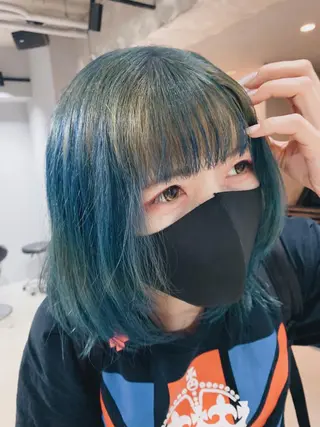 セミロング カラー ヘアアレンジ ボブパーマコテ巻き風 パーマNo1深江秀平のヘアスタイル
