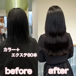 ロング カラー MOE🐈⬛🎀 エクステ/ワンホンのヘアスタイル