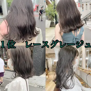 ロング カラー ネイル ハイトーンボブ 前田 表参道　グレージュのヘアスタイル