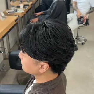 ショート パーマ ヘアアレンジ メンズ メンズフェザーパーマ 💫曲がる縮毛矯正のヘアスタイル