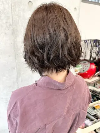 ショート パーマ ボブ/ゆるふわ ボブパーマ/とういのヘアスタイル