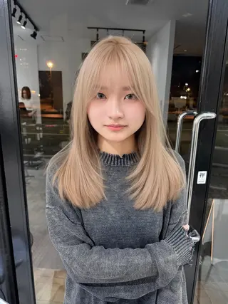 ロング 🖤JIN🖤久留米 ハイトーン 髪質改善のヘアスタイル