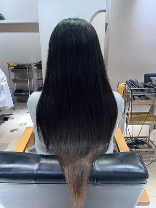 ロング カラー パーマ 縮毛矯正 / 透明感カラー首藤大翔のヘアスタイル