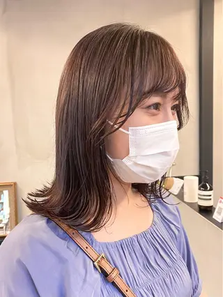 ミディアム カラー ハル🌸柔色/ ブリーチなし/艶髪のヘアスタイル