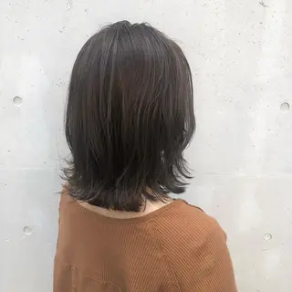 ミディアム カラー 酸性縮毛矯正🧴韓国 レイヤー/髪質改善のヘアスタイル