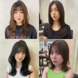 ミディアム 新宿/韓国レイヤー/ 顔まわり透明感カラーのヘアスタイル