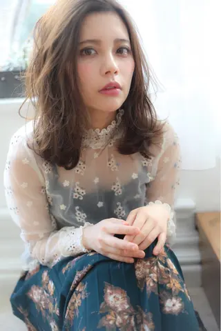 ミディアム カラー パーマ ヘアアレンジ 髪質改善/韓国風 レイヤー/田村祐樹のヘアスタイル