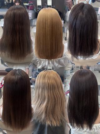 ロング カラー パーマ 縮毛矯正/暖色カラー ピンクベージュのヘアスタイル