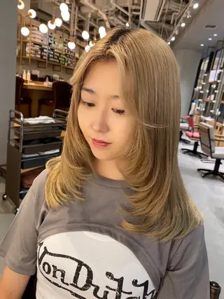 セミロング カラー unopulir 景山　凌のヘアスタイル