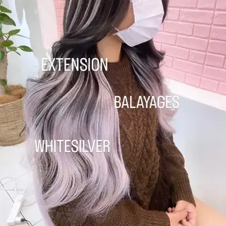 ロング カラー エクステ🩵ブリーチ 韓国ヘア🩵KAEのヘアスタイル
