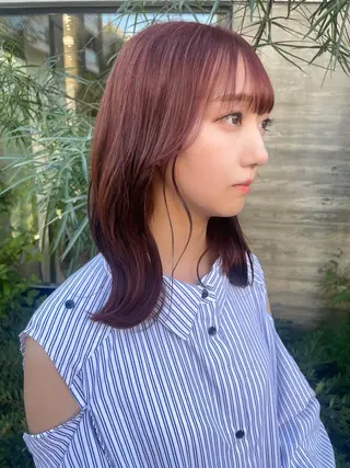 セミロング カラー 顔周りカット 【オノザワリョウ】のヘアスタイル