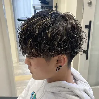 パーマ メンズ ショート カラー GLANZ 天神赤坂 メンズサロンのヘアスタイル