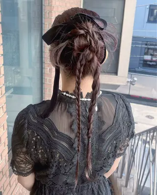 ロング ヘアアレンジ ピンク系カラー💗 ヘアセット特化のヘアスタイル