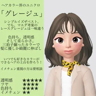 ミディアム カラー マツエク・マツパ ハイトーンボブ 前田 表参道　グレージュのヘアスタイル