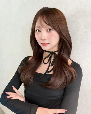 ロング カラー レイヤーカット 韓国ヘアayameのヘアスタイル