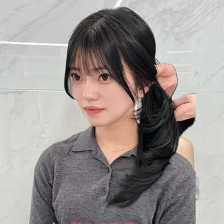セミロング カラー ヘアアレンジ kana 栄美容師/韓国ヘアのヘアスタイル
