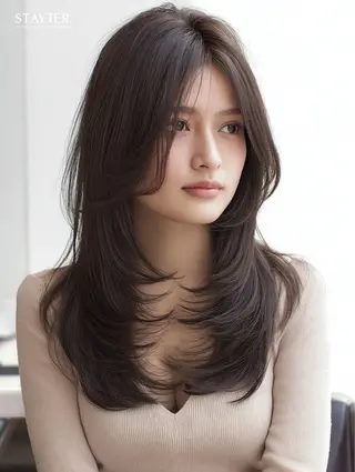 ロング パーマ 韓国×艶ハイトーンが かわいい✨️リオ🍒のヘアスタイル