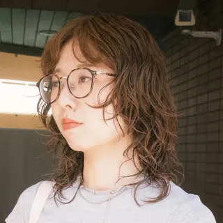 セミロング カラー パーマ デジタルパーマ🌀レ イヤー🍃かんたまるのヘアスタイル