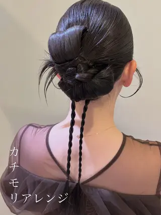 ロング ヘアアレンジ ボウ🪞ヘアセット /メイク/マツパのマツエク・マツパデザイン