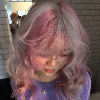 ロング カラー ヘアアレンジ MIYU/ケアブリ ーチカラー／デザインのヘアスタイル